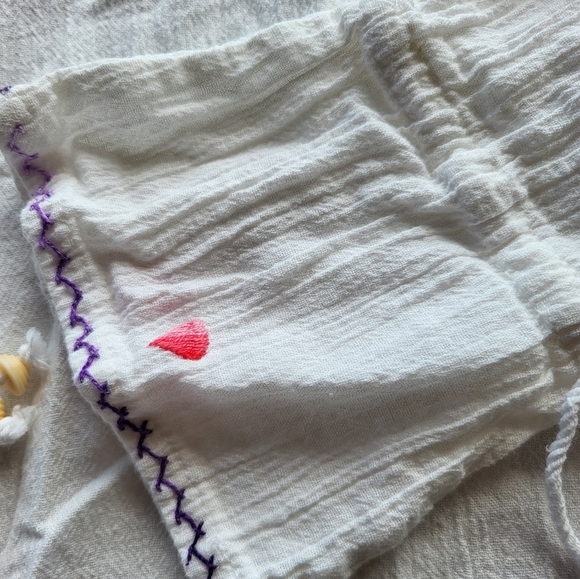 Boho colorful embroidered tunic peasant tunic top lightweight 3/4 sleeve small - Picture 3 of 4